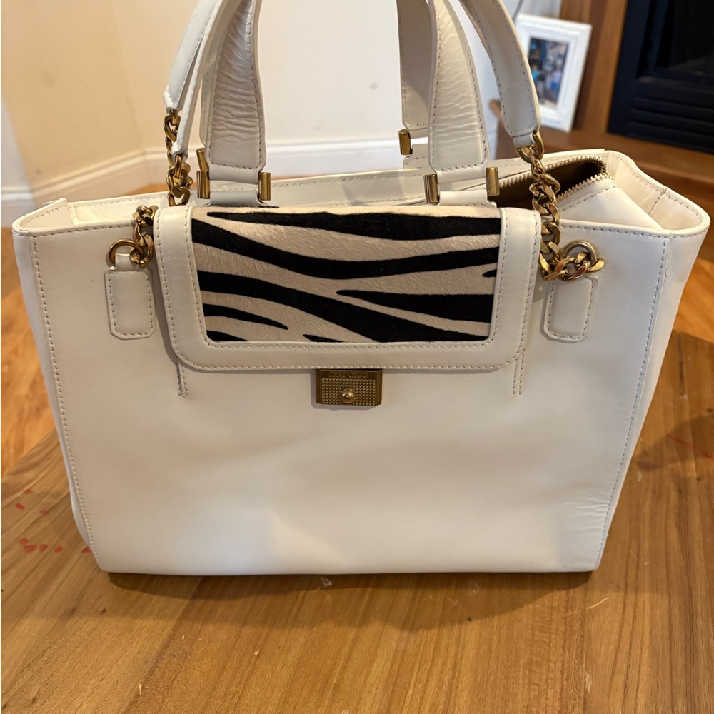 Jimmy Choo White and Black Zebra Shoulder Bag
